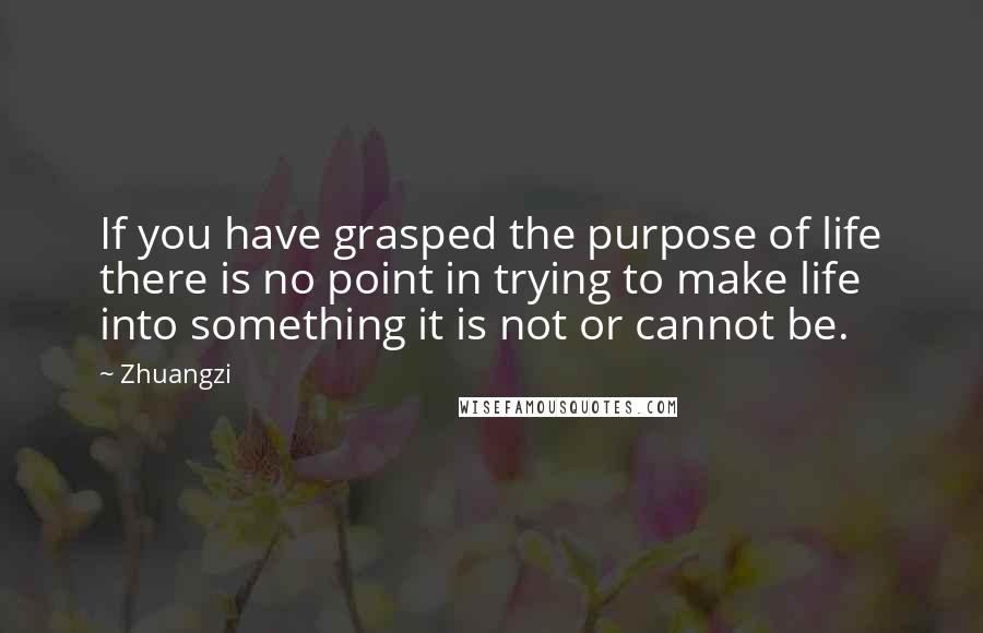 Zhuangzi Quotes: If you have grasped the purpose of life there is no point in trying to make life into something it is not or cannot be.