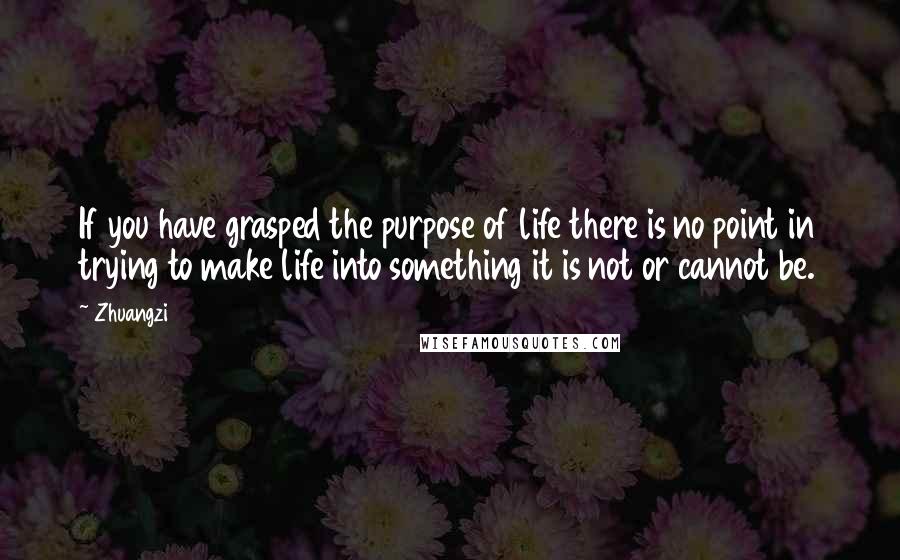 Zhuangzi Quotes: If you have grasped the purpose of life there is no point in trying to make life into something it is not or cannot be.