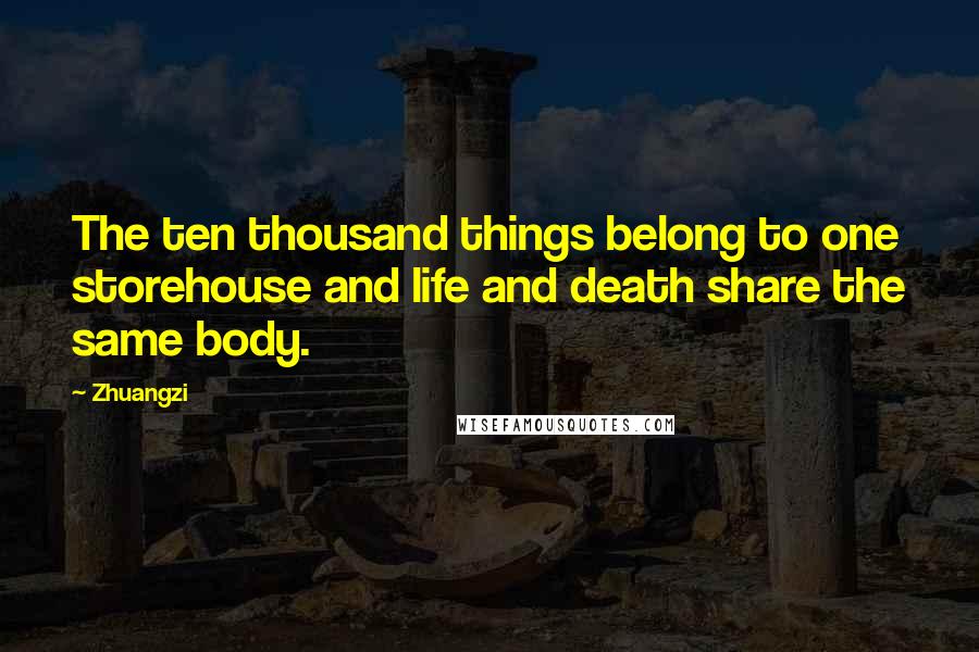 Zhuangzi Quotes: The ten thousand things belong to one storehouse and life and death share the same body.