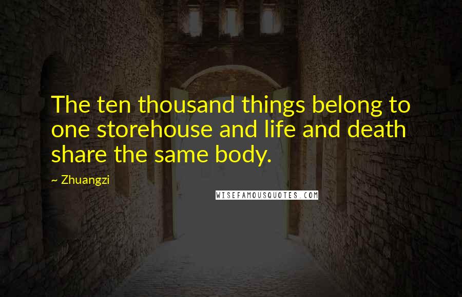 Zhuangzi Quotes: The ten thousand things belong to one storehouse and life and death share the same body.