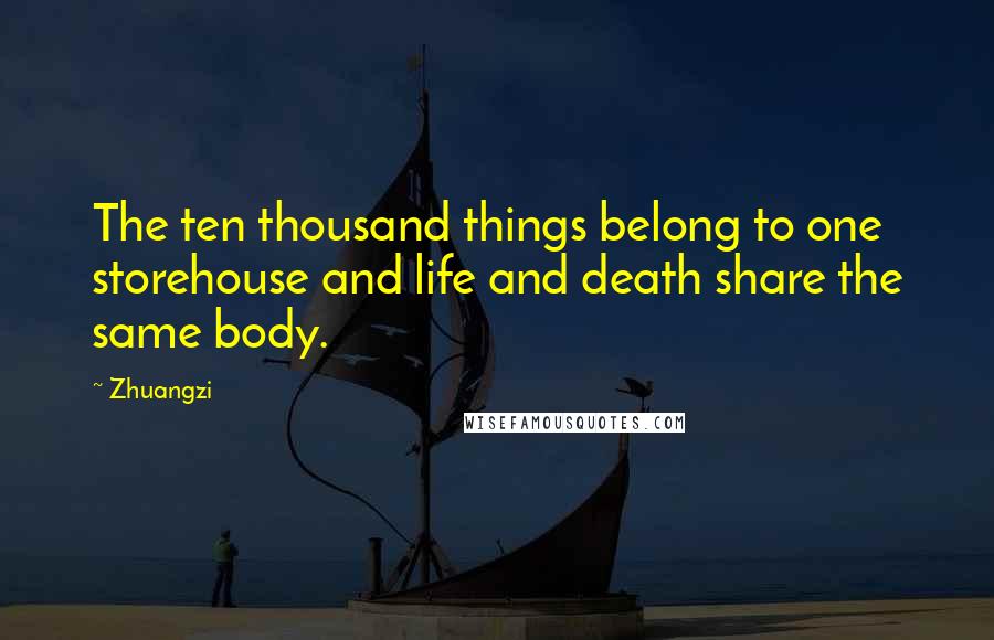 Zhuangzi Quotes: The ten thousand things belong to one storehouse and life and death share the same body.