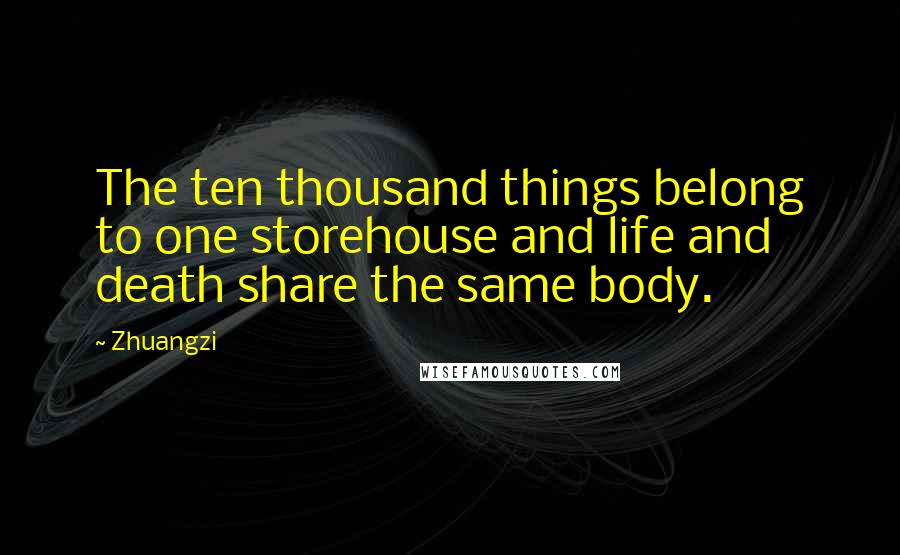 Zhuangzi Quotes: The ten thousand things belong to one storehouse and life and death share the same body.