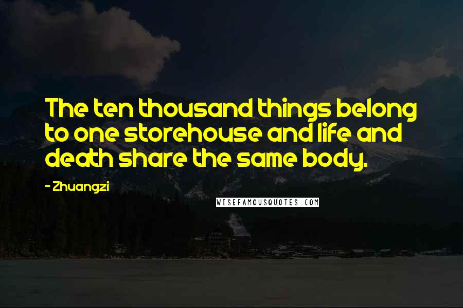 Zhuangzi Quotes: The ten thousand things belong to one storehouse and life and death share the same body.