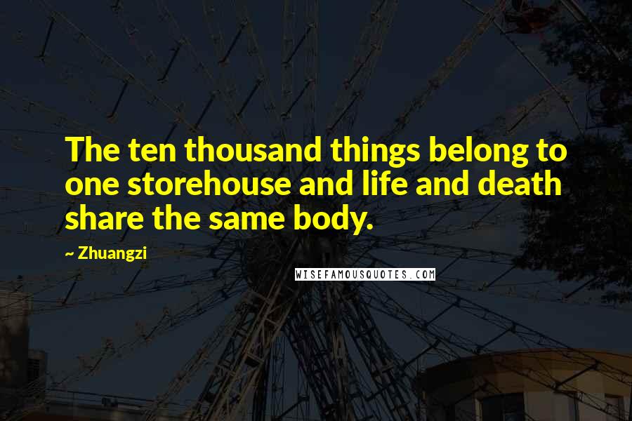 Zhuangzi Quotes: The ten thousand things belong to one storehouse and life and death share the same body.