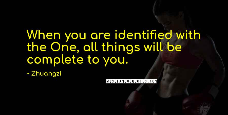 Zhuangzi Quotes: When you are identified with the One, all things will be complete to you.