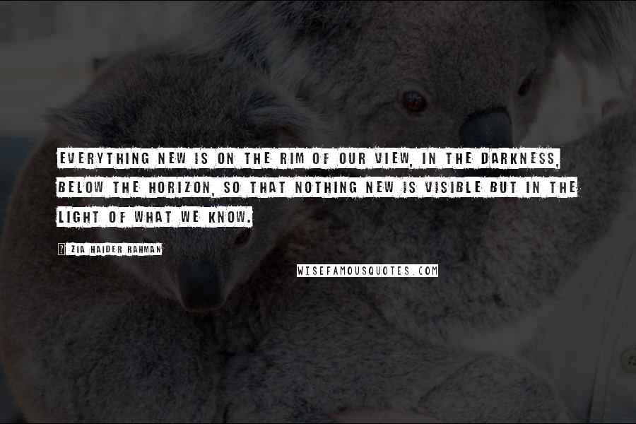 Zia Haider Rahman Quotes: Everything new is on the rim of our view, in the darkness, below the horizon, so that nothing new is visible but in the light of what we know.