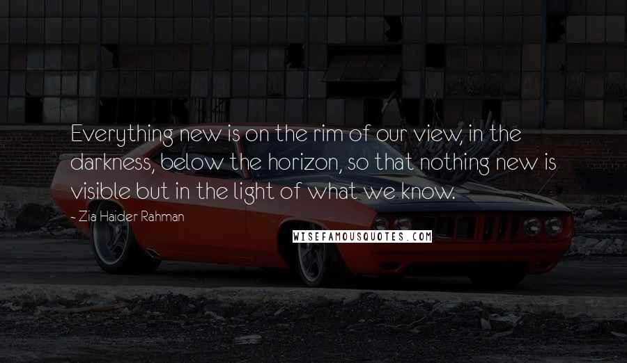 Zia Haider Rahman Quotes: Everything new is on the rim of our view, in the darkness, below the horizon, so that nothing new is visible but in the light of what we know.