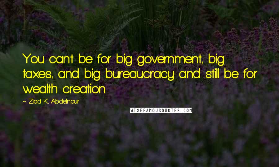 Ziad K. Abdelnour Quotes: You can't be for big government, big taxes, and big bureaucracy and still be for wealth creation