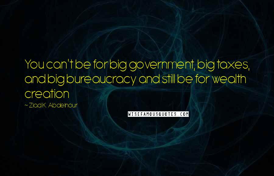 Ziad K. Abdelnour Quotes: You can't be for big government, big taxes, and big bureaucracy and still be for wealth creation
