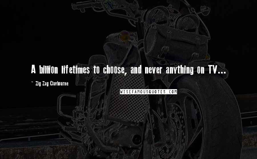 Zig Zag Claybourne Quotes: A billion lifetimes to choose, and never anything on TV...