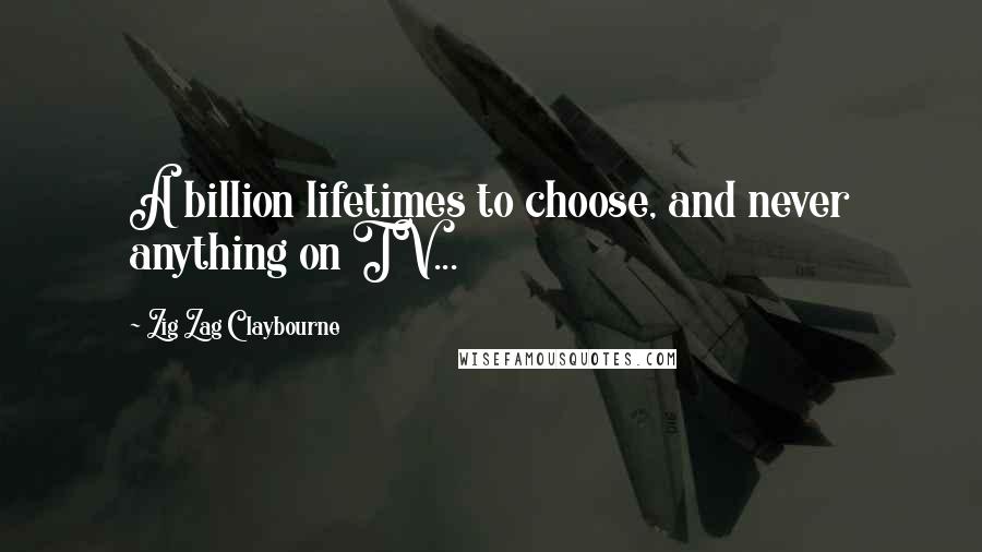 Zig Zag Claybourne Quotes: A billion lifetimes to choose, and never anything on TV...