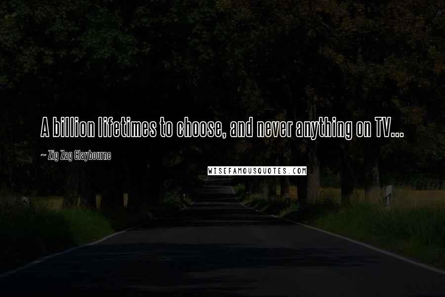 Zig Zag Claybourne Quotes: A billion lifetimes to choose, and never anything on TV...