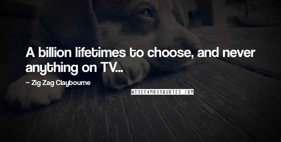 Zig Zag Claybourne Quotes: A billion lifetimes to choose, and never anything on TV...