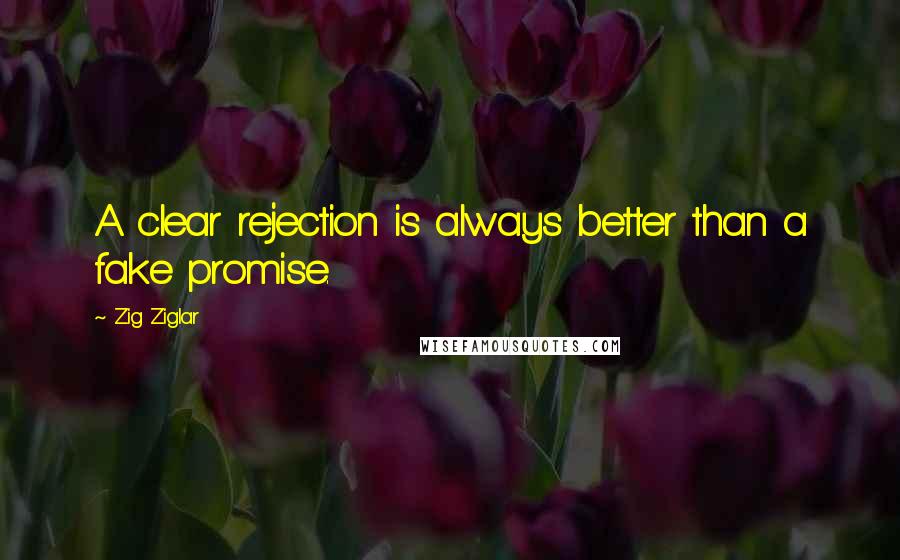 Zig Ziglar Quotes: A clear rejection is always better than a fake promise.