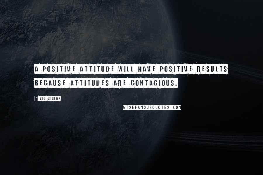 Zig Ziglar Quotes: A positive attitude will have positive results because attitudes are contagious.