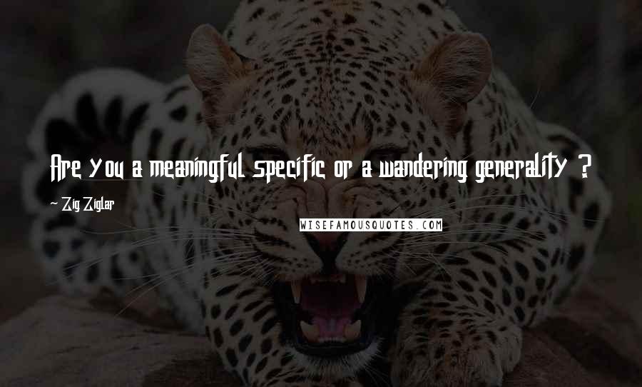 Zig Ziglar Quotes: Are you a meaningful specific or a wandering generality ?