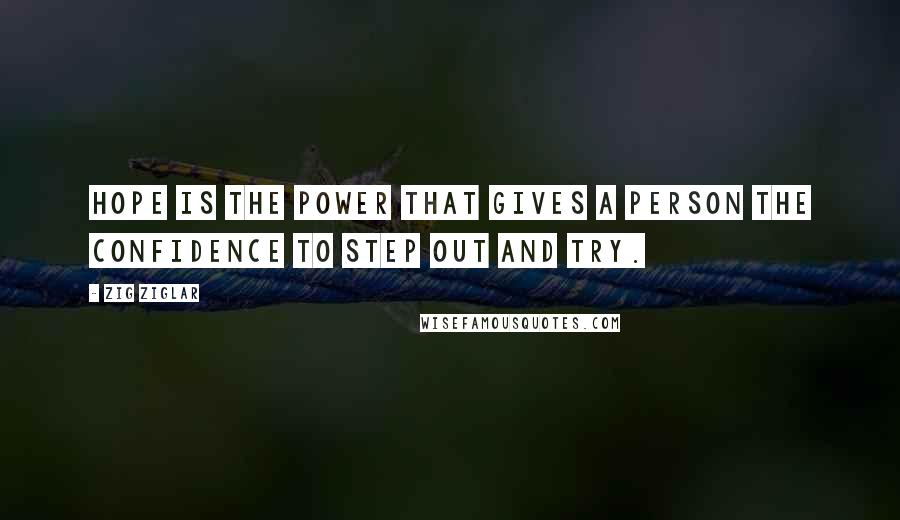 Zig Ziglar Quotes: Hope is the power that gives a person the confidence to step out and try.