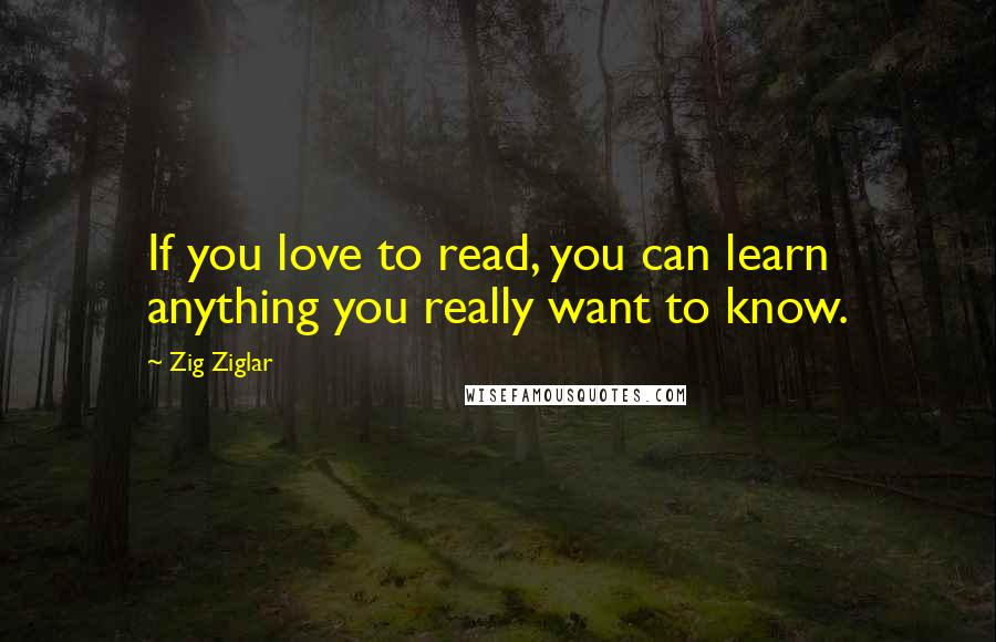 Zig Ziglar Quotes: If you love to read, you can learn anything you really want to know.