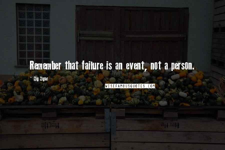 Zig Ziglar Quotes: Remember that failure is an event, not a person.