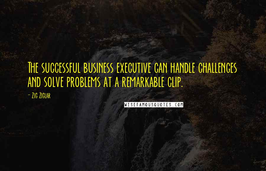 Zig Ziglar Quotes: The successful business executive can handle challenges and solve problems at a remarkable clip.