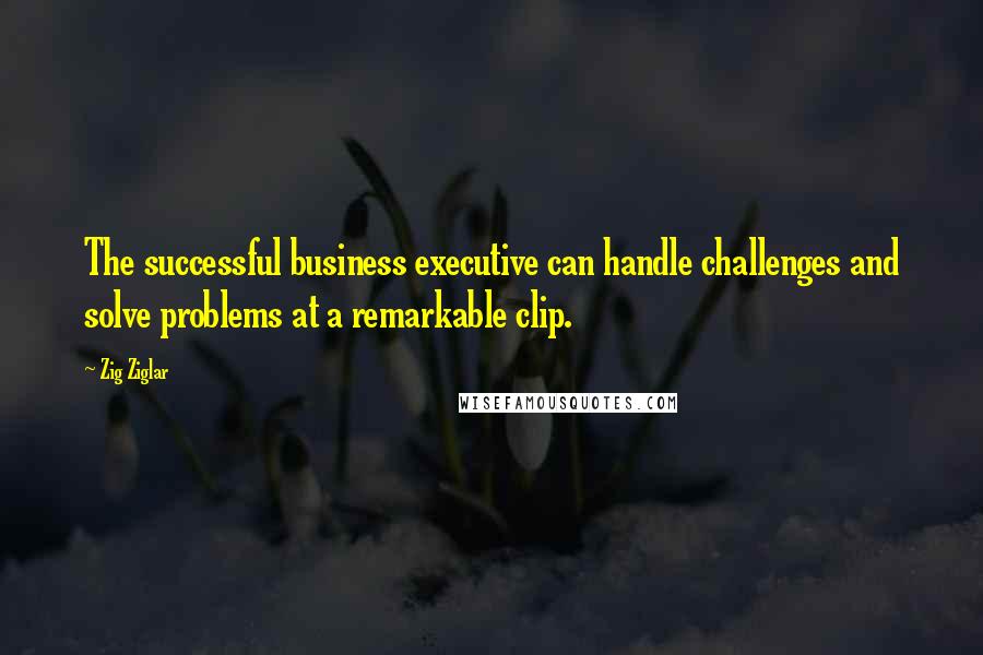 Zig Ziglar Quotes: The successful business executive can handle challenges and solve problems at a remarkable clip.