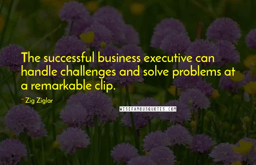 Zig Ziglar Quotes: The successful business executive can handle challenges and solve problems at a remarkable clip.