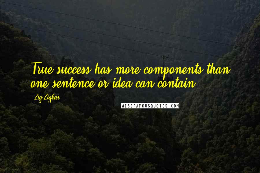 Zig Ziglar Quotes: True success has more components than one sentence or idea can contain.