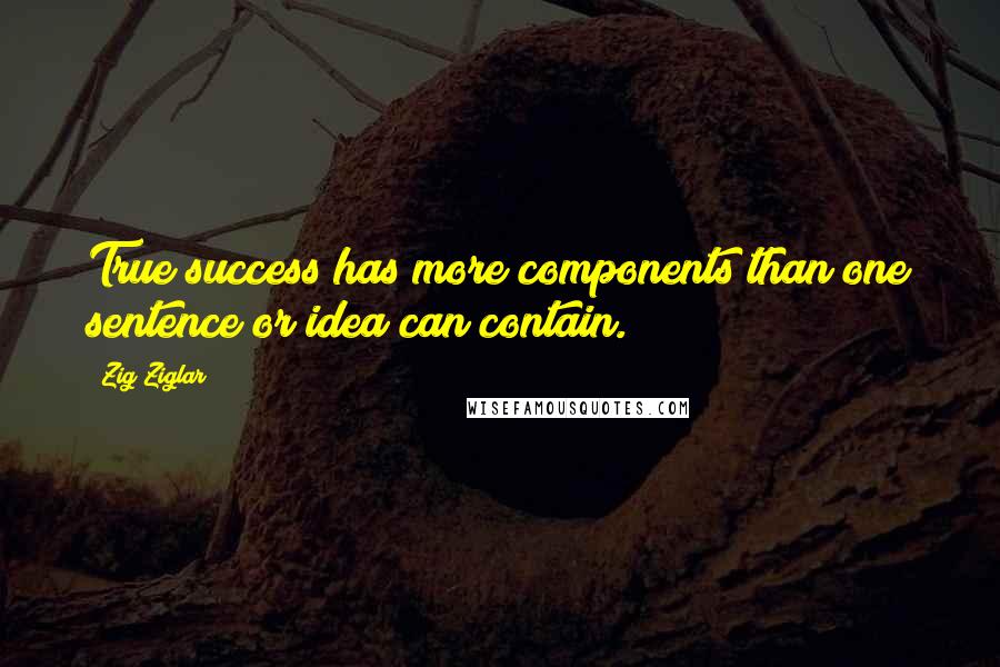 Zig Ziglar Quotes: True success has more components than one sentence or idea can contain.