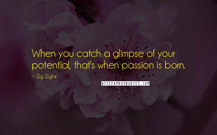 Zig Ziglar Quotes: When you catch a glimpse of your potential, that's when passion is born.