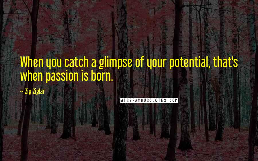 Zig Ziglar Quotes: When you catch a glimpse of your potential, that's when passion is born.