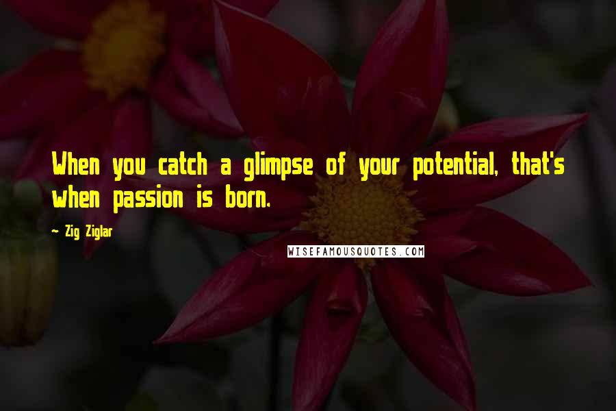 Zig Ziglar Quotes: When you catch a glimpse of your potential, that's when passion is born.