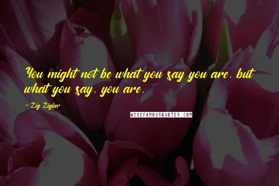 Zig Ziglar Quotes: You might not be what you say you are, but what you say, you are.