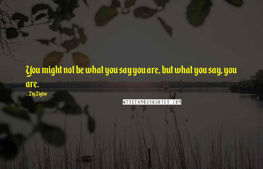 Zig Ziglar Quotes: You might not be what you say you are, but what you say, you are.
