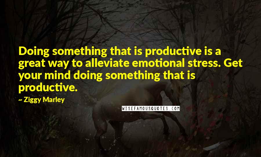 Ziggy Marley Quotes: Doing something that is productive is a great way to alleviate emotional stress. Get your mind doing something that is productive.