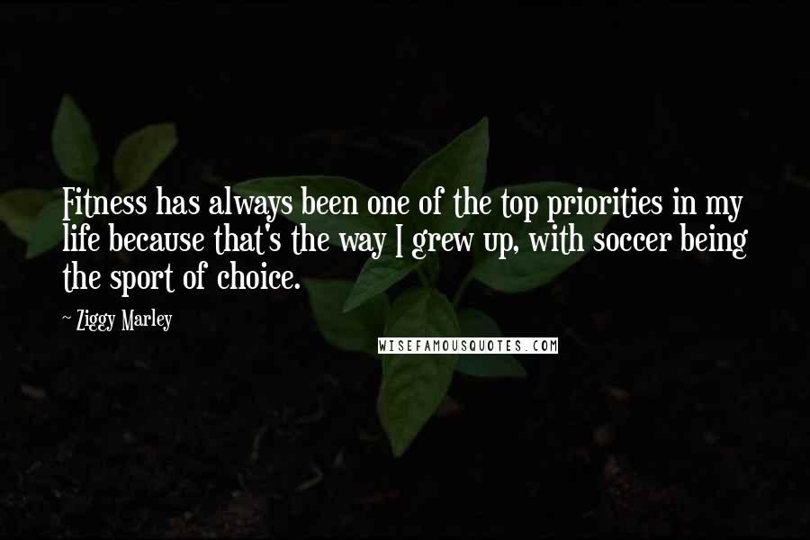 Ziggy Marley Quotes: Fitness has always been one of the top priorities in my life because that's the way I grew up, with soccer being the sport of choice.