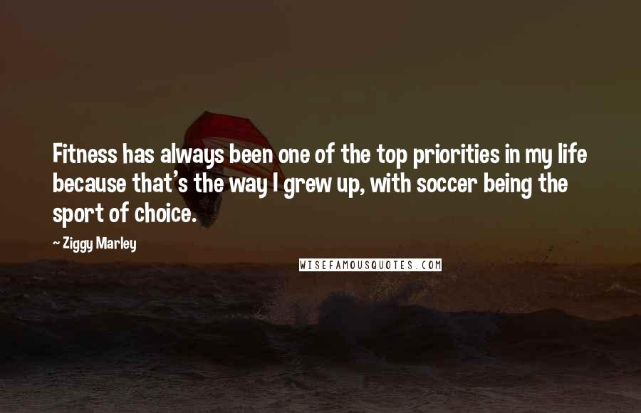 Ziggy Marley Quotes: Fitness has always been one of the top priorities in my life because that's the way I grew up, with soccer being the sport of choice.