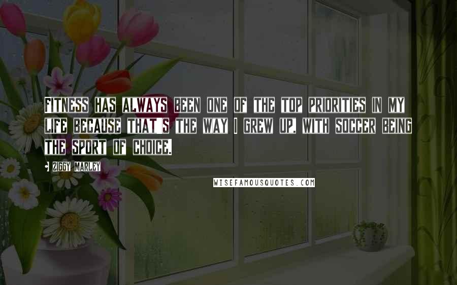 Ziggy Marley Quotes: Fitness has always been one of the top priorities in my life because that's the way I grew up, with soccer being the sport of choice.