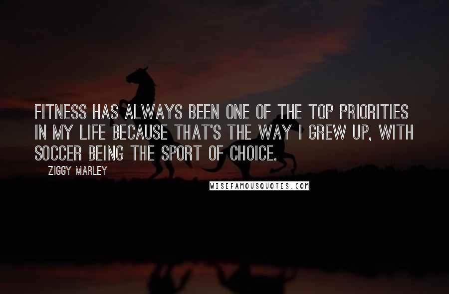 Ziggy Marley Quotes: Fitness has always been one of the top priorities in my life because that's the way I grew up, with soccer being the sport of choice.