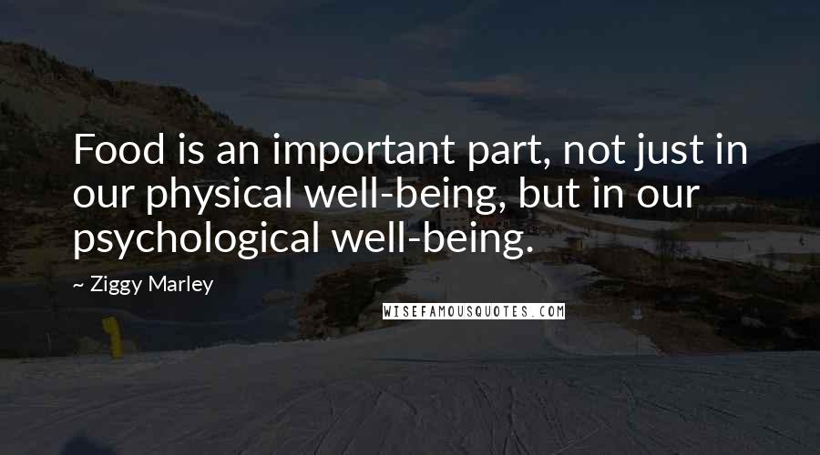 Ziggy Marley Quotes: Food is an important part, not just in our physical well-being, but in our psychological well-being.