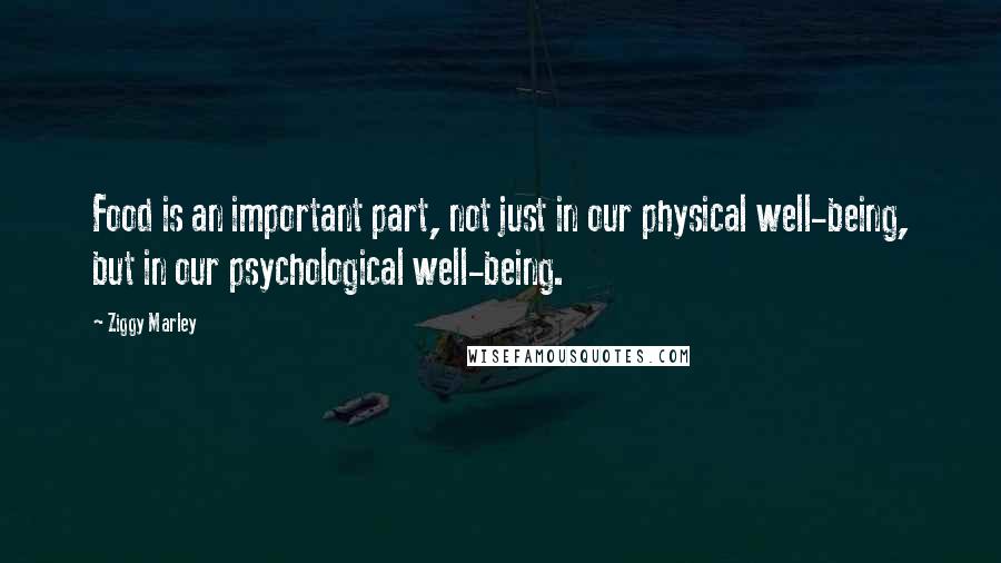 Ziggy Marley Quotes: Food is an important part, not just in our physical well-being, but in our psychological well-being.