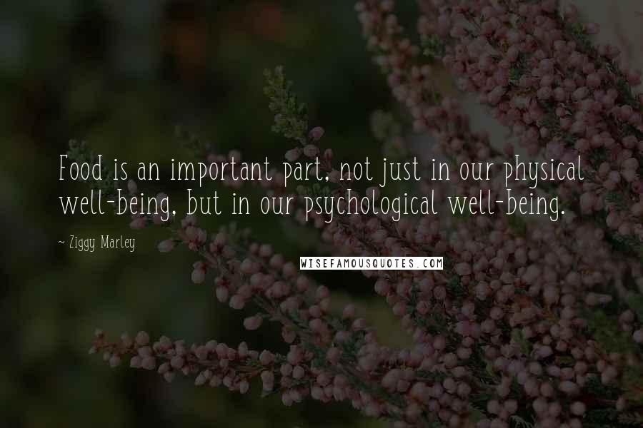 Ziggy Marley Quotes: Food is an important part, not just in our physical well-being, but in our psychological well-being.