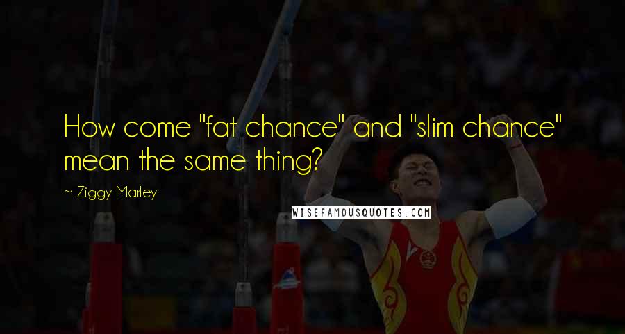 Ziggy Marley Quotes: How come "fat chance" and "slim chance" mean the same thing?