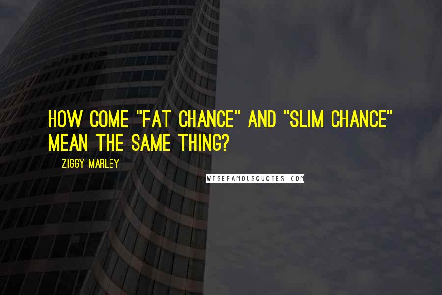 Ziggy Marley Quotes: How come "fat chance" and "slim chance" mean the same thing?