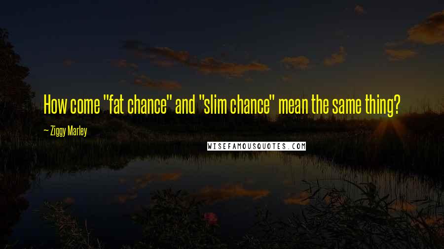 Ziggy Marley Quotes: How come "fat chance" and "slim chance" mean the same thing?