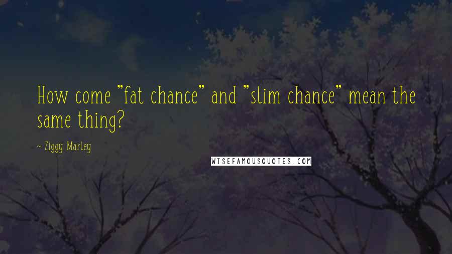 Ziggy Marley Quotes: How come "fat chance" and "slim chance" mean the same thing?