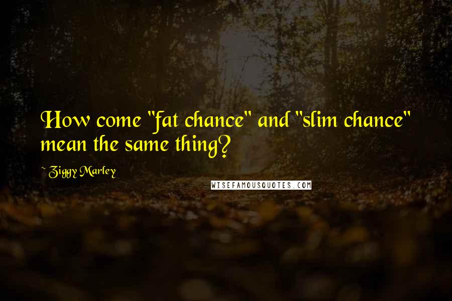 Ziggy Marley Quotes: How come "fat chance" and "slim chance" mean the same thing?