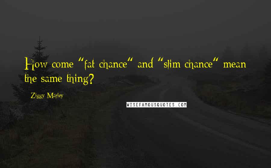 Ziggy Marley Quotes: How come "fat chance" and "slim chance" mean the same thing?