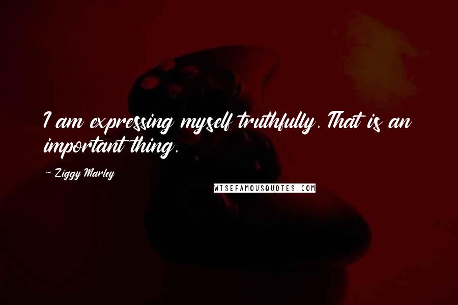 Ziggy Marley Quotes: I am expressing myself truthfully. That is an important thing.