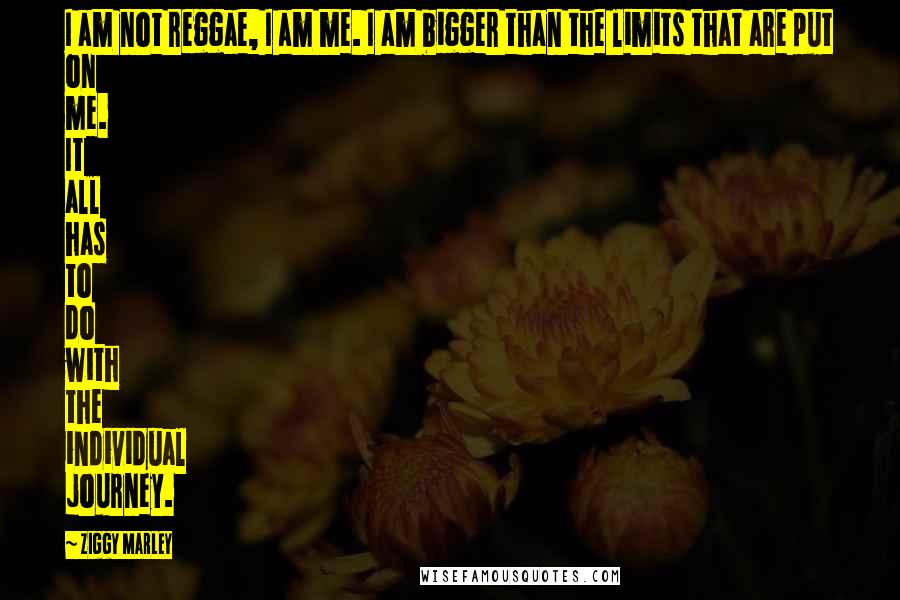 Ziggy Marley Quotes: I am not reggae, I am me. I am bigger than the limits that are put on me. It all has to do with the individual journey.