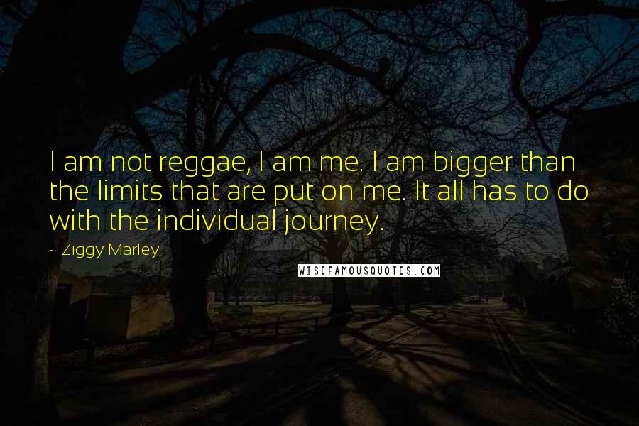 Ziggy Marley Quotes: I am not reggae, I am me. I am bigger than the limits that are put on me. It all has to do with the individual journey.